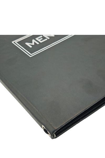 ankara menü A4 Thermo Leather Menu Container, Embossed Printed (Elastic - Snap-On - Drawstring)