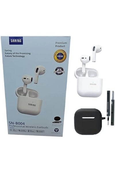 saring High-Resolution Wireless Earbuds with Built-In Microphone, Auto Pairing, In-Ear Detection, Charging