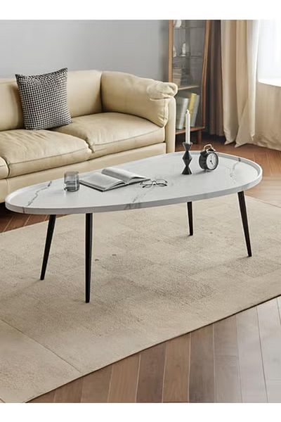 Taimi Modern Wooden Coffee Table Center Table for Living Room Bedroom Office Easy Assembly120x60x48 -White