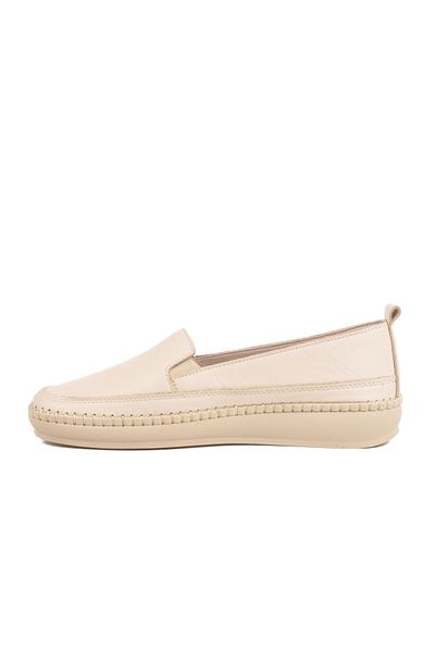 AYAKMOD Beige Genuine Leather Anatomical Women's Casual Shoes F-7010 Z