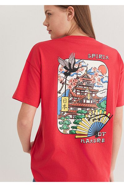Mavi Spirit of Nature Printed Red T-Shirt - Loose Fit 1613051 -70467