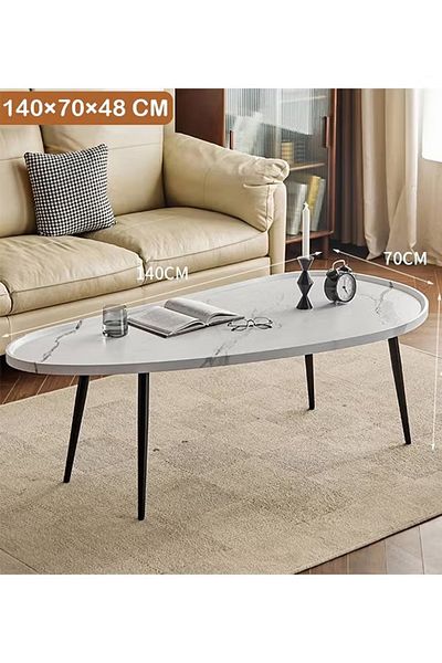 Taimi Modern Wooden Coffee Table Center Table for Living Room Bedroom Office Easy Assembly140x70x48 -White