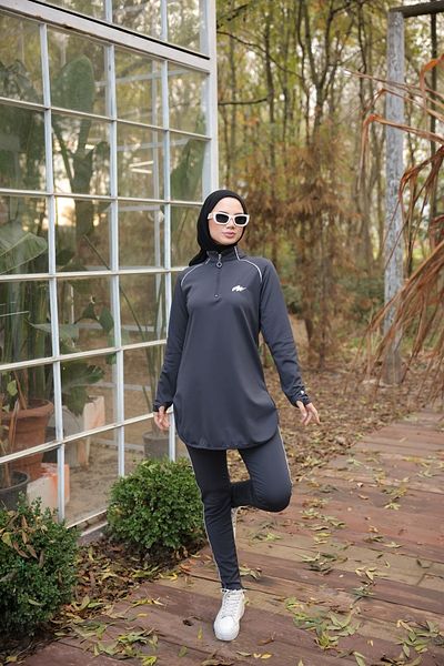 Wovi Moda Γυναικείο σετ φόρμας Jogger με φερμουάρ από ύφασμα κατάδυσης