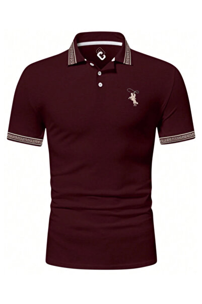 SELF CONTROL Horse Embroidery Collar Detailed Polo Collar Tričko