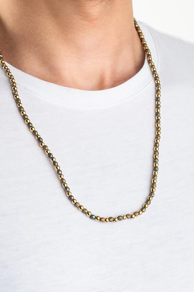 So CHIC... Hematite Stone Silver Men's Necklace