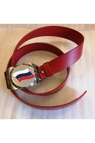 Butik Tülin Unisex Authentic Genuine Cowhide Leather Red Silver Russian Flag Magneto Lighter Cowboy Buckle Belt