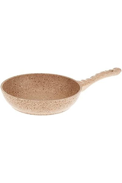 HOME MAKER Granitec Light Brown Frypan, 22 cm – Premium Turkish Design, Non-Stick Granite Coating,