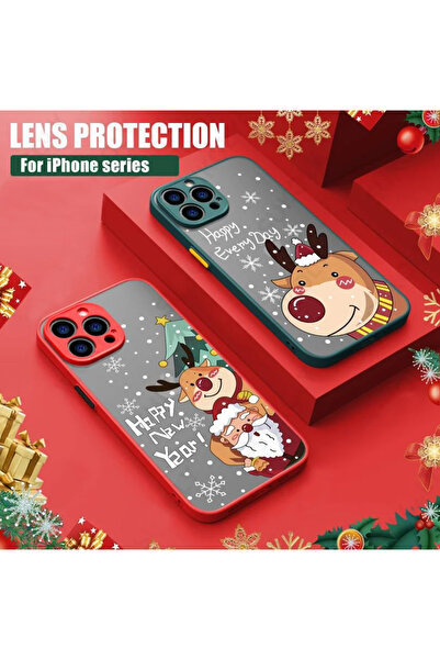 REDz Accessories Carcasă de Crăciun, rezistentă la șocuri, compatibilă cu iPhone 15 Pro, butoane colorate, bara de protecție, verde