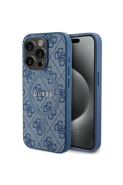 REDz Accessories Carcasă Guess pentru iPhone 15 Pro, suport Magsafe, logo Ring classic, albastră