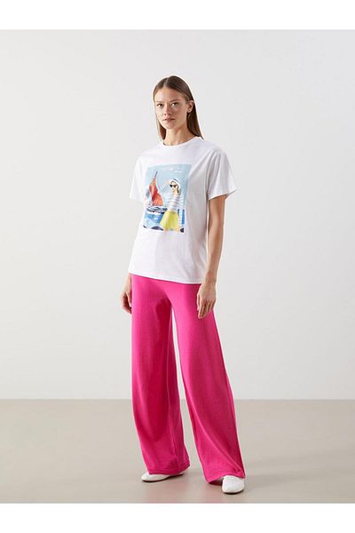 LC Waikiki Γυναικείο μπλουζάκι με στάμπα Crew Neck (S5)