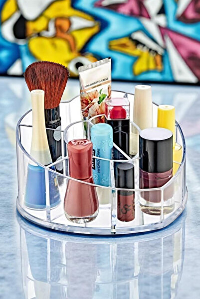 Home 8 Compartment Heart Shaped Transparent Makeup Organizer - Makeup Organizer