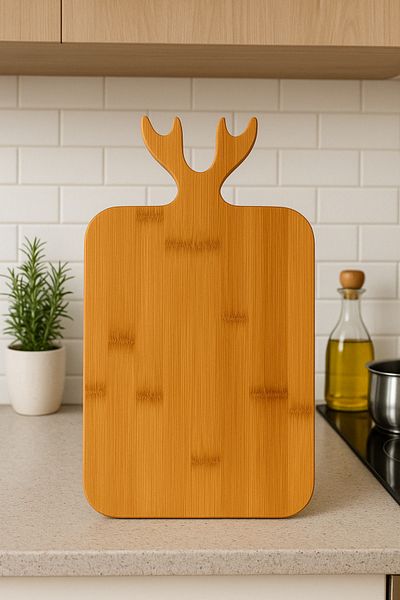 DolphFin Geyikli Presentation Board Rectangular Cutting Board Natural Wood