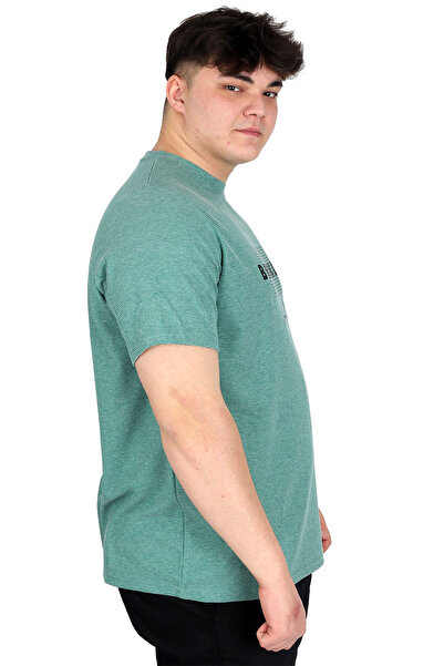 ModeXL Ανδρικό μπλουζάκι με στάμπα μεγάλου μεγέθους XL BROOKLYN WAFFLE U25002 Çağla