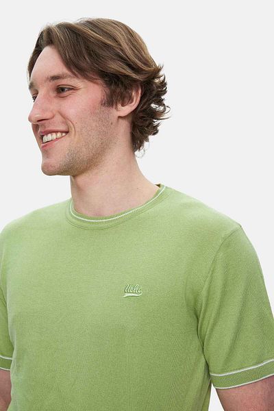 UCLA Fared Smoke Green Crew Neck Knitwear Embroidered Standard Fit Men's Tshirt
