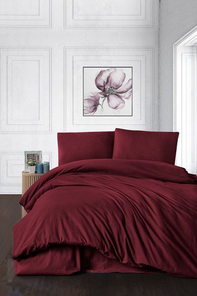 Story home Textile Bedlinen set Story Home 100% flannel cotton 165gr/m2 4 pieces duvet cover 200x220cm Bordeaux