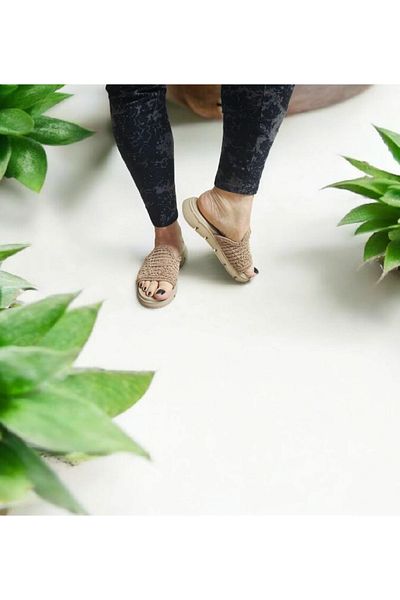 GokceKundura06 Women's Guipure Fabric Flexible Comfortable Fit Home and Outdoor Slippers
