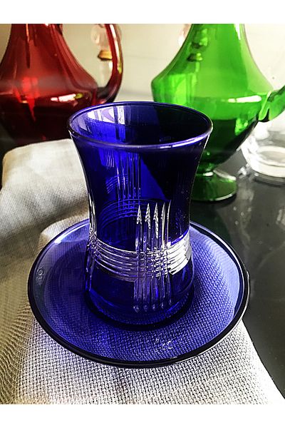 DECOSTYLE 12 Piece Tea Set with Colorful Decorated Glass Plate