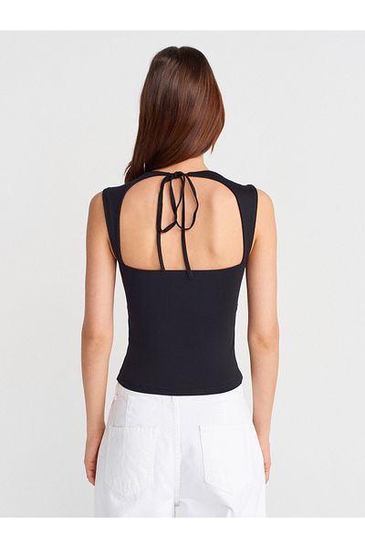 Dilvin 31780 Back Detailed Top-Black