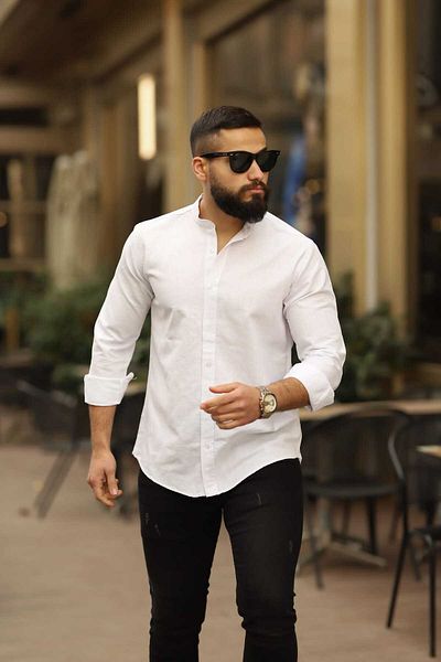 blackpanther Dominant Collar Linen Men's Shirt