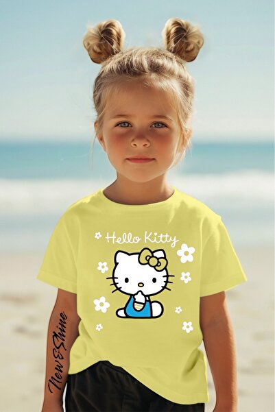 New Shine In Cart 6 and Above Purchases Get 1 T-Shirt as a Gift - Hello Kıtty Printed Oversized Children's T-Shirt