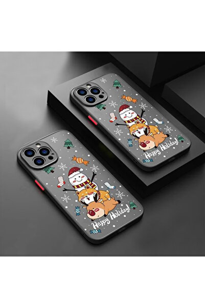 REDz Accessories Carcasă de Crăciun, rezistentă la șocuri, compatibilă cu iPhone 15 Pro, butoane colorate, bara de protecție, neagră