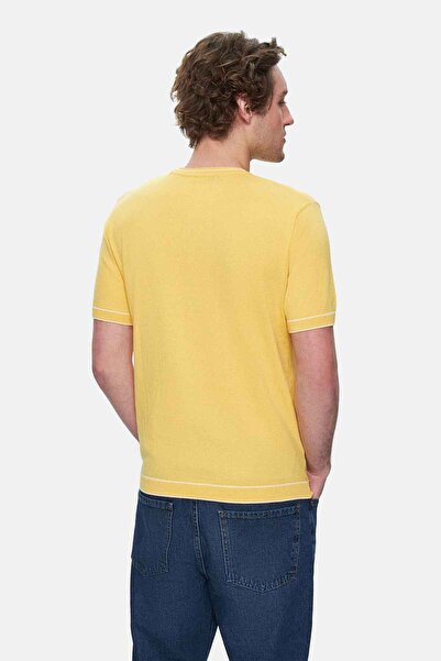 UCLA Ανδρικό μπλουζάκι FARED Yellow Crew Neck Knitwear με κέντημα Standard Fit