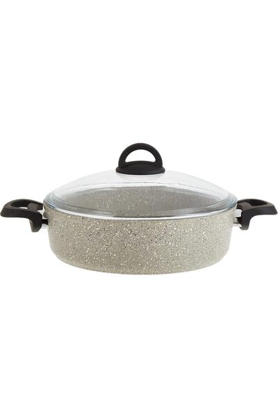 HOME MAKER Granitec 26 cm Low Casserole, Grey – Premium Turkish Craftsmanship, Non-Stick, Rust-Fre
