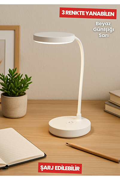 HOMİNG Homing Şarjlı Masa Lambası 3 Renkli Masa Led Masa Lambası Okuma Işığı 242007