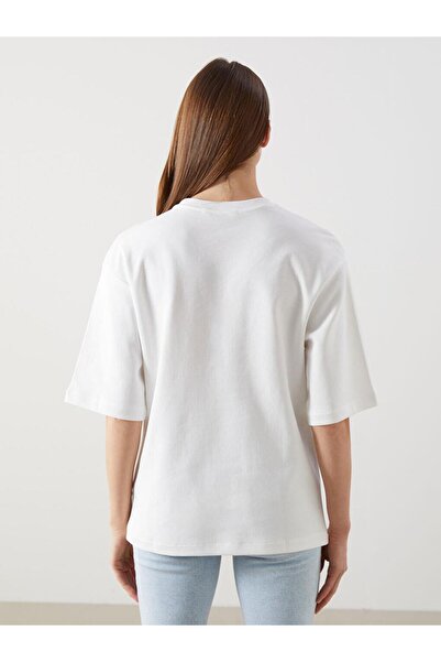 LC Waikiki Dámské tričko s krémovým výstřihem (S5)