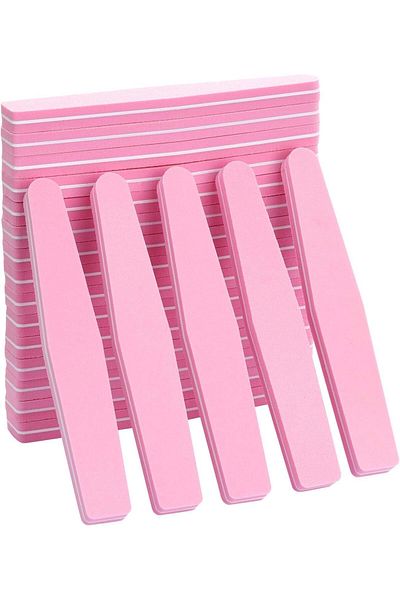 LA PERLA TECH 10Pcs Nail Buffer Block Files Sponge Washable Double Sided 100/180 Sanding Buffing File (Pink)