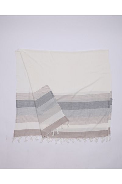 Lio20 Prosop de plajă Peshtemal-Gri crem-Bumbac-Autentic-100X180 Dimensiune