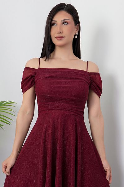 PULLIMM Rochie din tul cu sclipici cu bretele cu decolteu pătrat 39976