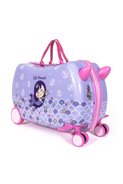 Milk & Moo Milk&Moo Küçük Deniz Kızı Binilebilir Çocuk Valizi, 360° Tekerlekli, Ayak Destekli