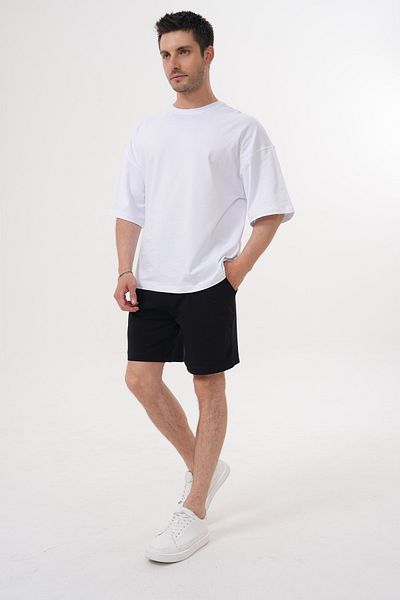 ACTIVE MODA - Men's Cotton Tshirt - Shorts 2-Piece Set with Laces Large Size Colorful