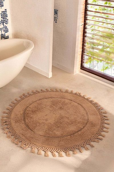 İrya Nora Round Bath Mat 100% Cotton 90X90 Beige
