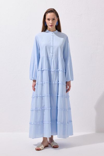 KADRİYE BAŞTÜRK Rochie lungă în straturi Azur Voile Baby Blue