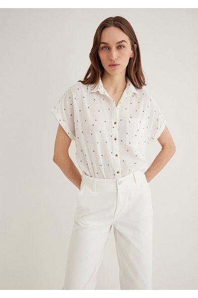 Mavi Mini Printed Ecru Shirt Loose Fit / Loose Relaxed Cut 1210446 -89857