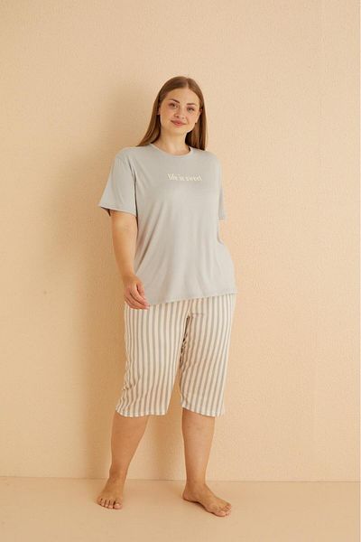 Mihra Stil Mihra 50503-766 Women's Summer Plus Size Capri Pajama Set