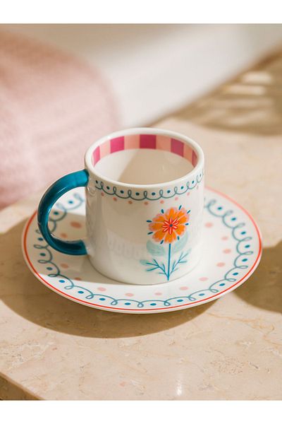 LC Waikiki Lcw Home Mixed Flower Printed 2-Person Porcelain Coffee Cup Set 90 m