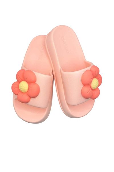 TECOS Papuci de dama, Tecos®, marime 35-36, roz cu imprimeu 3D floare, foarte usori 23 centimetri