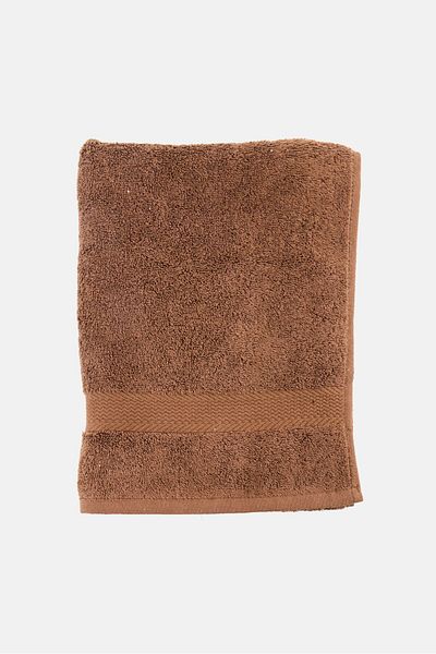 COTTON HOME Textured Hand Towel, Wood Brown