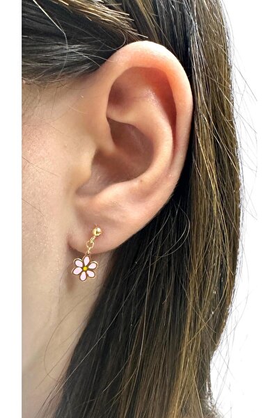 Sarraff 18 Ayar Altın İtalyan Çocuk Çi̇çek Küpe