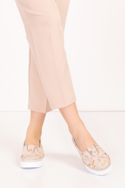 Gondol Hakiki Deri Rahat Yazlık Çiçek Desenli Ayakkabı Kla.24