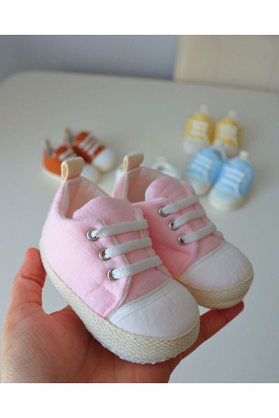 TinyAlp Eid Summer Lace-Up Muslin Fabric Natural Design Baby Shoes