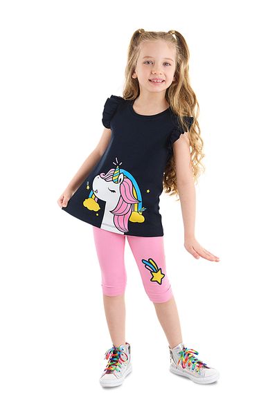 Denokids Unikornis mintás lány nyári szett - fodros póló és leggings
