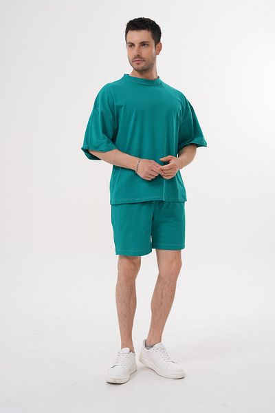 ACTIVE MODA - Men's Cotton Tshirt - Shorts 2 Pieces Suit with Laces Large Size