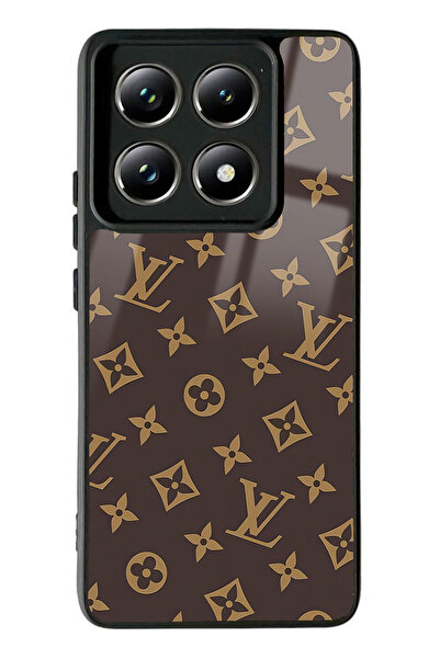 Spoyi Xiaomi Mi 14 T Pro Kahverengi LV Tasarımlı Glossy Telefon Kılıfı