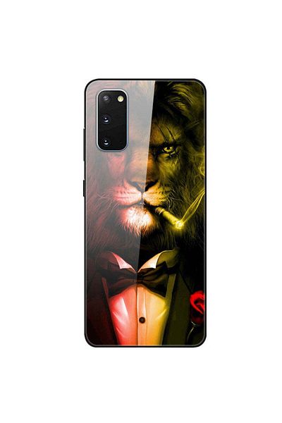REDz Accessories Case Compatible with Samsung S20 Glass Gentleman Lion model, Anti-shock, TPU Hybrid Multicolor