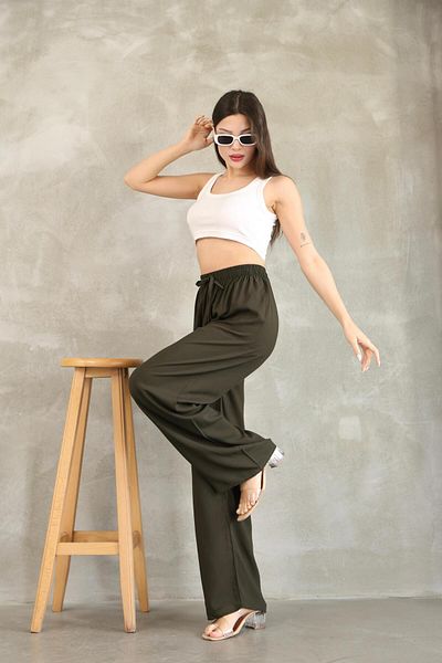 RE7EDİ Women Viscosa Cotton Pants Khaki