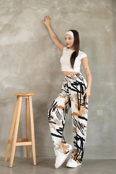 RE7EDİ Women's Patterned Viscosa Cotton Pants